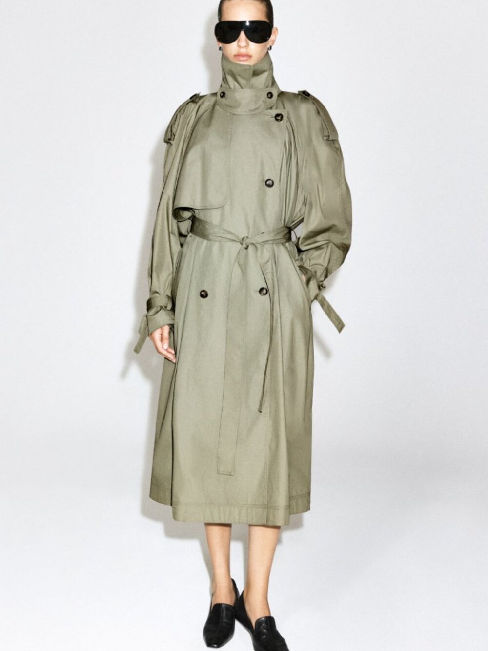 NWOT Cos Mock-Neck Cotton Trench Coat